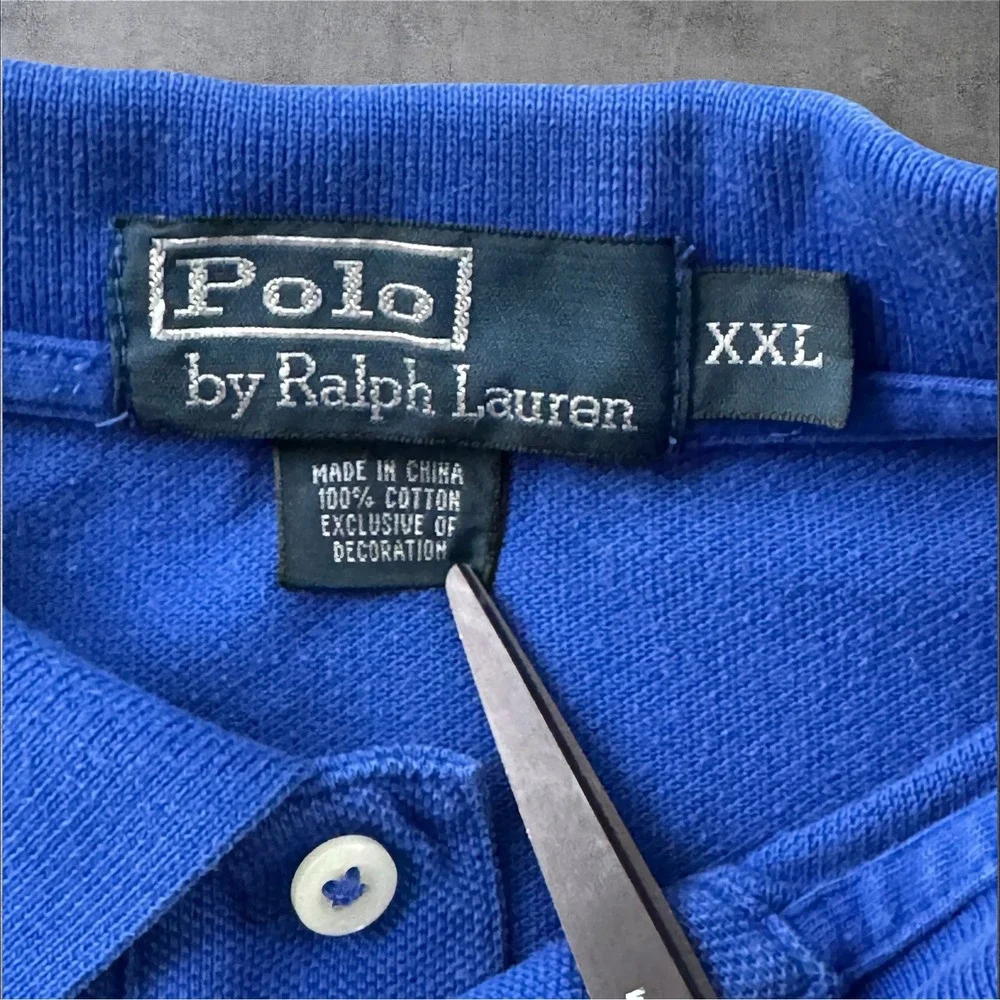 Polo Ralph Lauren Polo Shirt XXL Blue Orange Pony Logo Pique Knit Preppy